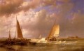 Barcazas holandesas en la desembocadura de un estuario Abraham Hulk Snr